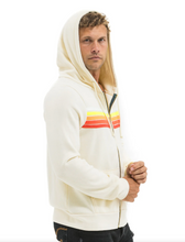 Load image into Gallery viewer, Aviator Nation 5 STRIPE UNISEX HOODIE - VINTAGE WHITE/WHITE NEON
