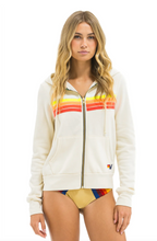 Load image into Gallery viewer, Aviator Nation 5 STRIPE UNISEX HOODIE - VINTAGE WHITE/WHITE NEON