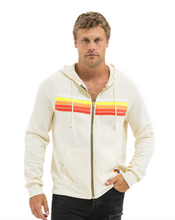 Load image into Gallery viewer, Aviator Nation 5 STRIPE UNISEX HOODIE - VINTAGE WHITE/WHITE NEON