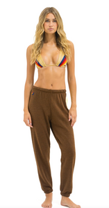 Aviator Nation 5 Stripe Sweatpants in CHOCOLATE/WHITE NEON