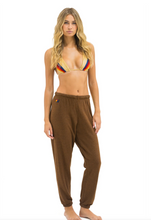 Load image into Gallery viewer, Aviator Nation 5 Stripe Sweatpants in CHOCOLATE/WHITE NEON
