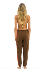 Load image into Gallery viewer, Aviator Nation 5 Stripe Sweatpants in CHOCOLATE/WHITE NEON