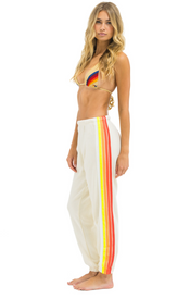 Aviator Nation 5 Stripe Sweatpants in VINTAGE WHITE/WHITE NEON