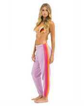 Load image into Gallery viewer, Aviator Nation 5 Stripe Sweatpants in MAUVE/MAGENTA ORANGE