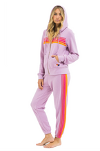 Load image into Gallery viewer, Aviator Nation 5 Stripe Sweatpants in MAUVE/MAGENTA ORANGE