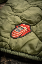 Load image into Gallery viewer, MADEWORN ROLLING STONES LINER JACKET IN WASHED ARMY