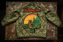 Load image into Gallery viewer, MADEWORN ROLLING STONES LINER JACKET IN WASHED ARMY