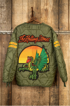 Load image into Gallery viewer, MADEWORN ROLLING STONES LINER JACKET IN WASHED ARMY
