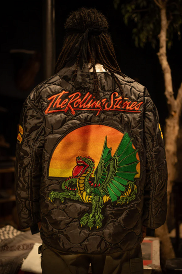 MADEWORN ROLLING STONES LINER JACKET IN BLACK