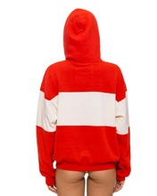 Load image into Gallery viewer, AVIATOR NATION UNISEX LOVER EMBROIDERY COLOR BLOCK PULLOVER HOODIE RELAXED - FLASH RED/VINTAGE WHITE