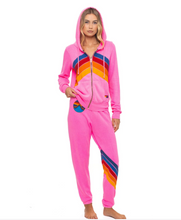 Load image into Gallery viewer, AVIATOR NATION MOUNTAIN STITCH CHEVRON 4 ZIP HOODIE - NEON PINK