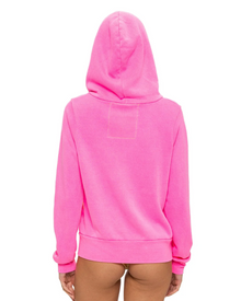 AVIATOR NATION MOUNTAIN STITCH CHEVRON 4 ZIP HOODIE - NEON PINK
