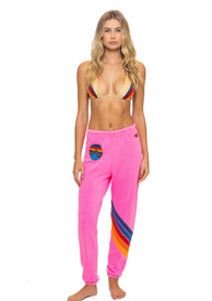 AVIATOR NATION ALL SEASONS CIRCLE CHEVRON SWEATPANTS - NEON PINK