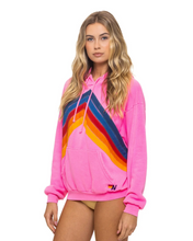 Load image into Gallery viewer, AVIATOR NATION MOUNTAIN STITCH CHEVRON PULLOVER HOODIE RELAXED - NEON PINK