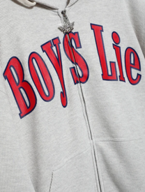 BOYS LIE ALL STAR THERMAL HARLEY ZIP UP HOODIE IN ASH GREY