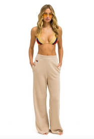 AVIATOR NATION WIDE LEG 5 STRIPE POCKET SWEATPANTS - sand