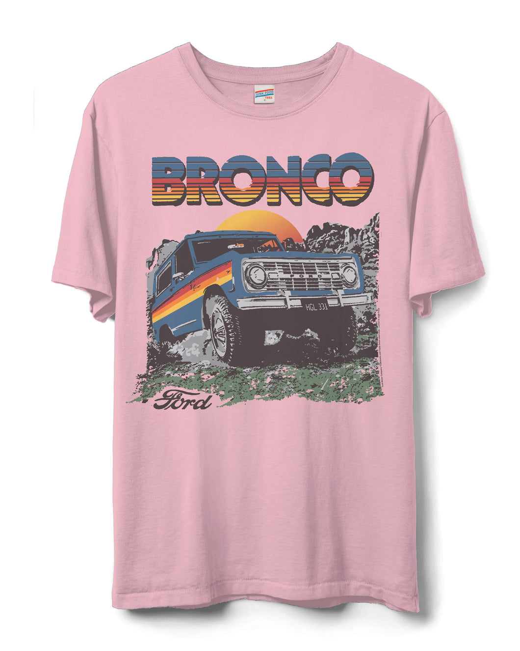 JUNK FOOD CLOTHING UNISEX FORD BRONCO VINTAGE TEE IN LIGHT PINK