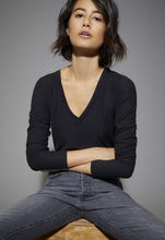 Load image into Gallery viewer, Nation Ltd Blair Ultra Deep V Long Sleeve Tee