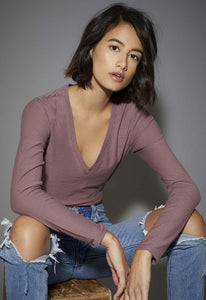 Nation Ltd Blair Ultra Deep V Long Sleeve Tee