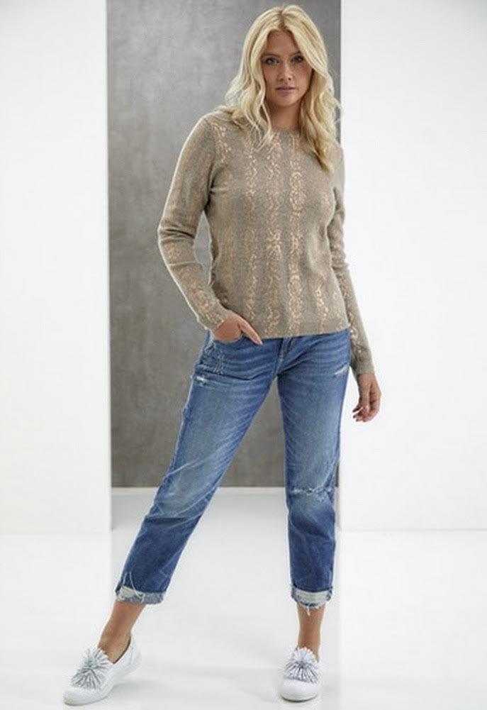 Brodie Cashmere Snake Foil Rolo Round Sweater