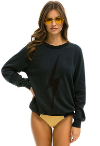 Aviator Nation Bolt Crew Sweatshirt in Charcoal/Black