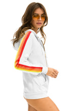 Load image into Gallery viewer, Aviator Nation 4 Stripe Bolt Zip Hoodie in White/Neon