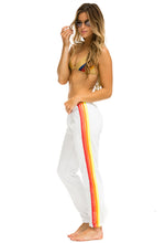 Load image into Gallery viewer, Aviator Nation 4 Stripe Sweatpants in White/Neon