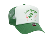 Load image into Gallery viewer, Limited Edition Unisex Palm Springs Trucker Hat In Kelly Green/White A SINGER22 Exclusive