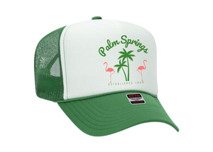 Limited Edition Unisex Palm Springs Trucker Hat In Kelly Green/White A SINGER22 Exclusive