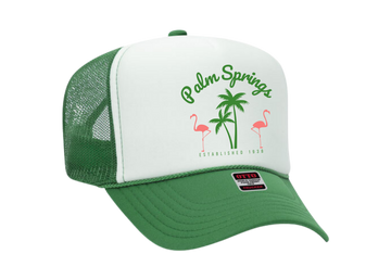 Limited Edition Unisex Palm Springs Trucker Hat In Kelly Green/White A SINGER22 Exclusive