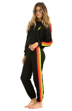 Load image into Gallery viewer, Aviator Nation 4 Stripe Sweatpant in Black/Neon