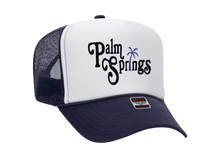 Load image into Gallery viewer, Limited Edition Unisex Palm Springs Trucker Hat In Navy/White SINGER22 Exclusive