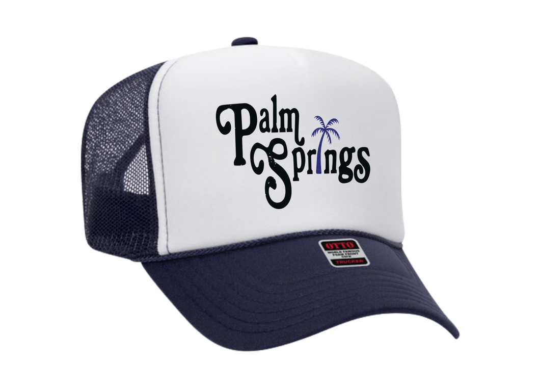 Limited Edition Unisex Palm Springs Trucker Hat In Navy/White SINGER22 Exclusive