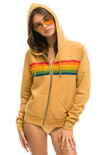 Load image into Gallery viewer, Aviator Nation 6 Stripe Zip Hoodie in Light Khaki