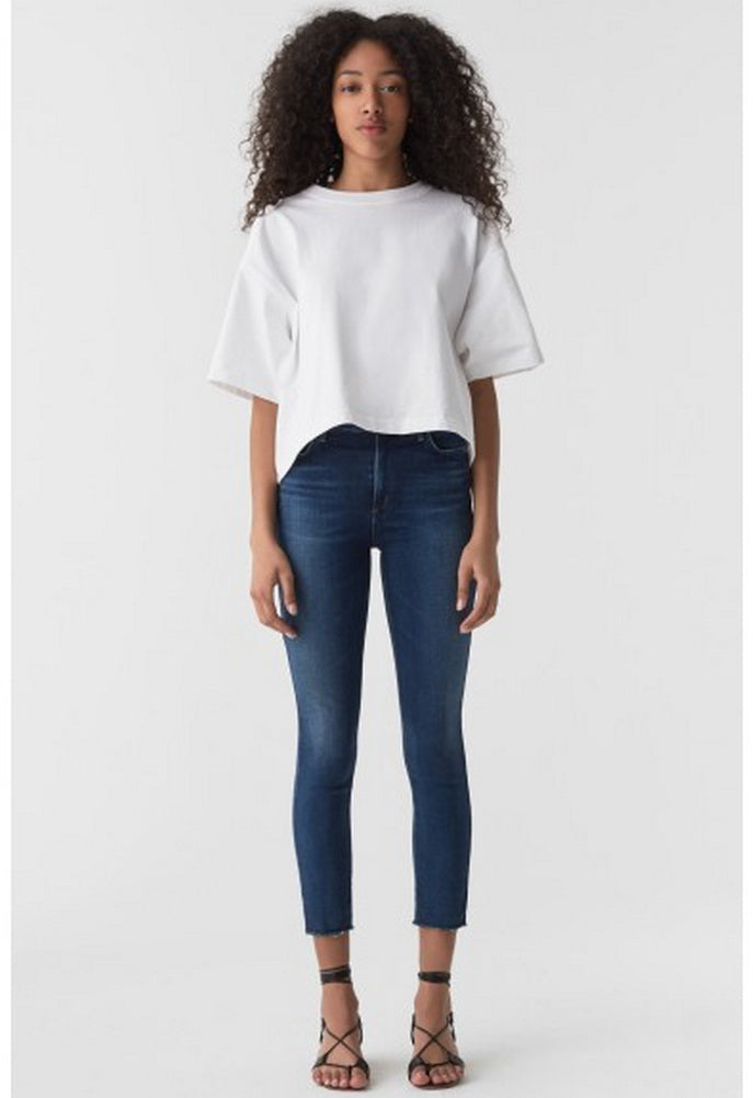 AGOLDE Sophie High Rise Crop Skinny Jean With Raw Hem