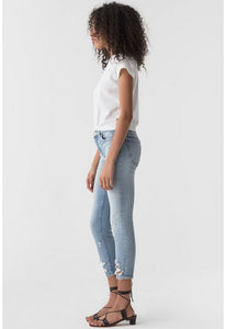 AGOLDE Sophie Crop Jean With Chewed Hem and Waistband