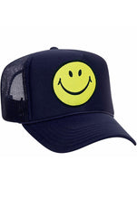 Load image into Gallery viewer, Aviator Nation Smiley Vintage Trucker Hat in Navy