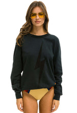 Load image into Gallery viewer, Aviator Nation Bolt Crew Sweatshirt in Charcoal/Black