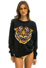 Load image into Gallery viewer, Aviator Nation Tiger Print Crew Sweatshirt in Charcoal