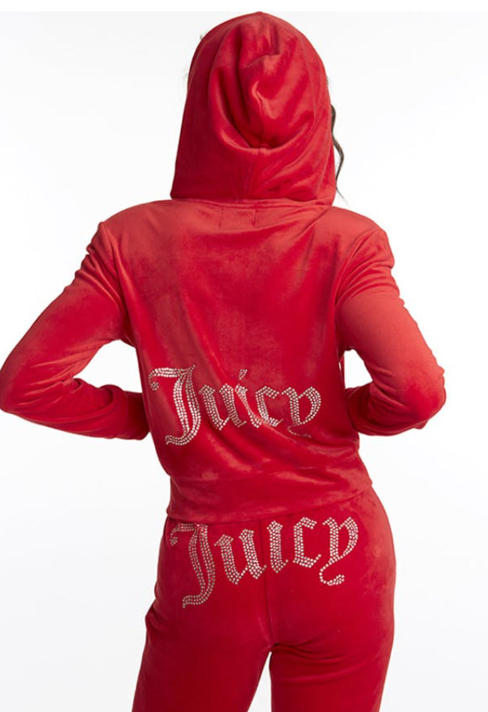Juicy Couture Velour Embellished Zip-Up Hoodie