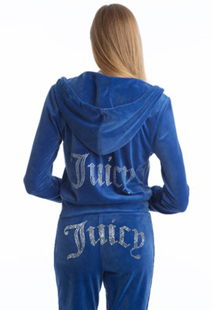 Buy JUICY COUTURE Navy Velour Zip-up Hooded Jacket with Monogram - S at  ShopLC.