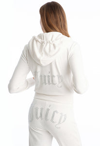Juicy Couture Velour Embellished Zip-Up Hoodie