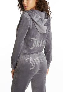 Juicy Couture Velour Embellished Zip-Up Hoodie