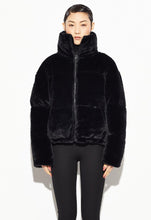 Load image into Gallery viewer, Apparis Billie Velvet Puffer Coat In Noir