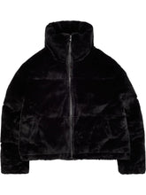 Load image into Gallery viewer, Apparis Billie Velvet Puffer Coat In Noir