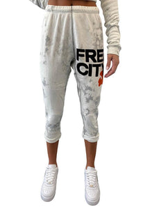 FREE CITY Superbleachout Rollups Sweatpants in Whitestorm