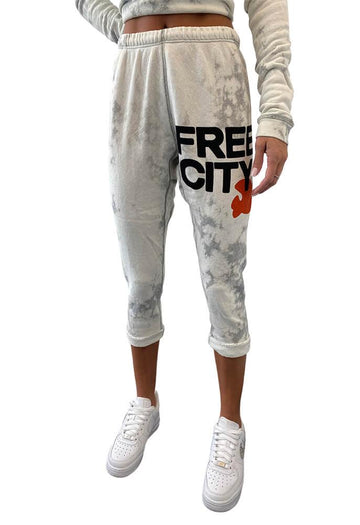 FREE CITY Superbleachout Rollups Sweatpants in Whitestorm