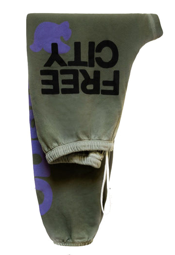 FREE CITY Lets Go Supervintage Sweatpant in Greendirt Sunfade