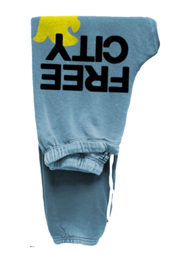 FREE CITY Large Sweatpants in Blue Clouds