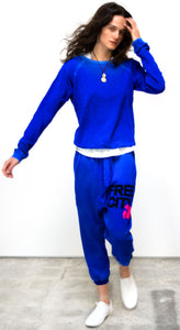FREE CITY Lucky Rabbits Sweatshirt in Electric Blue